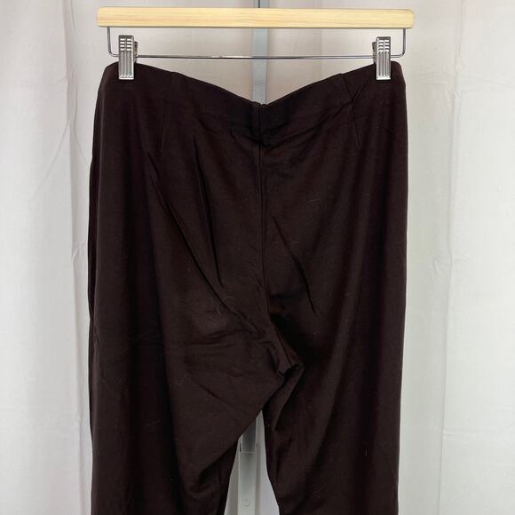 EILEEN FISHER Size M Pull On Ankle Crop Pants Mid Rise Stretch Knit Dark Brown - Picture 6 of 7